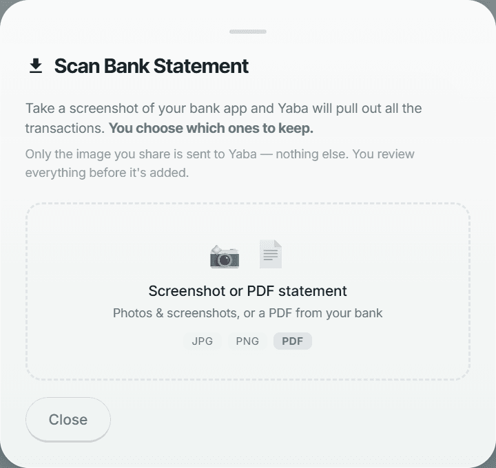 Yaba app screenshot showing dashboard detail